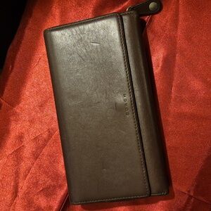 EUC VINT 🔥 COACH 🔥 CONTINENTAL CHECKBK WALLET 🤎 BROWN GLOVE TANNED LEATHER